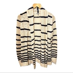 CHARLOTTE RUSSE CREAM CARDIGAN WITH BLACK STRIPES